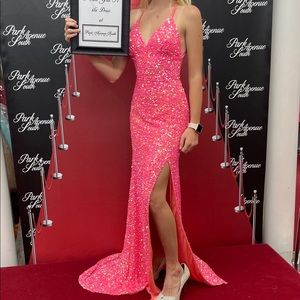 New with tags pink sequin prom dress